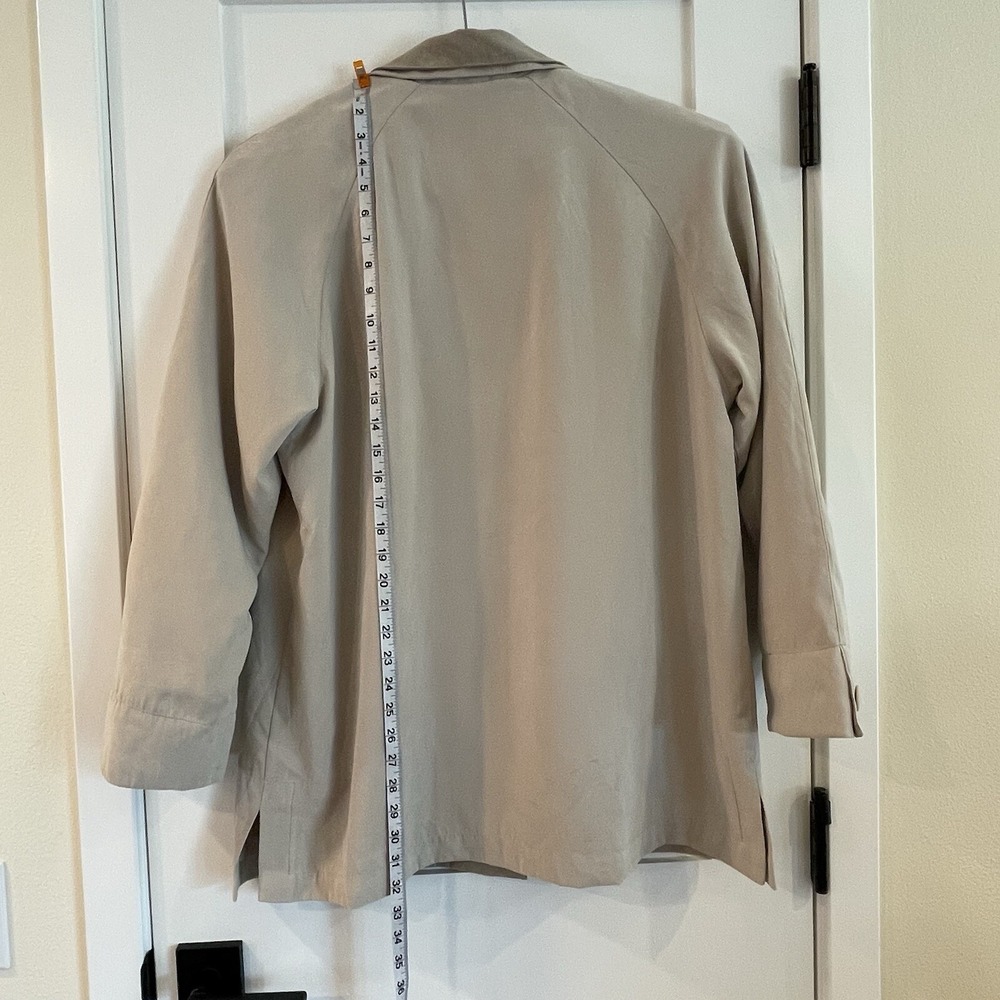 London Fog Womens Barn Chore Coat Jacket Faux Suede Tan Brown Collar Pockets L - Picture 12 of 16